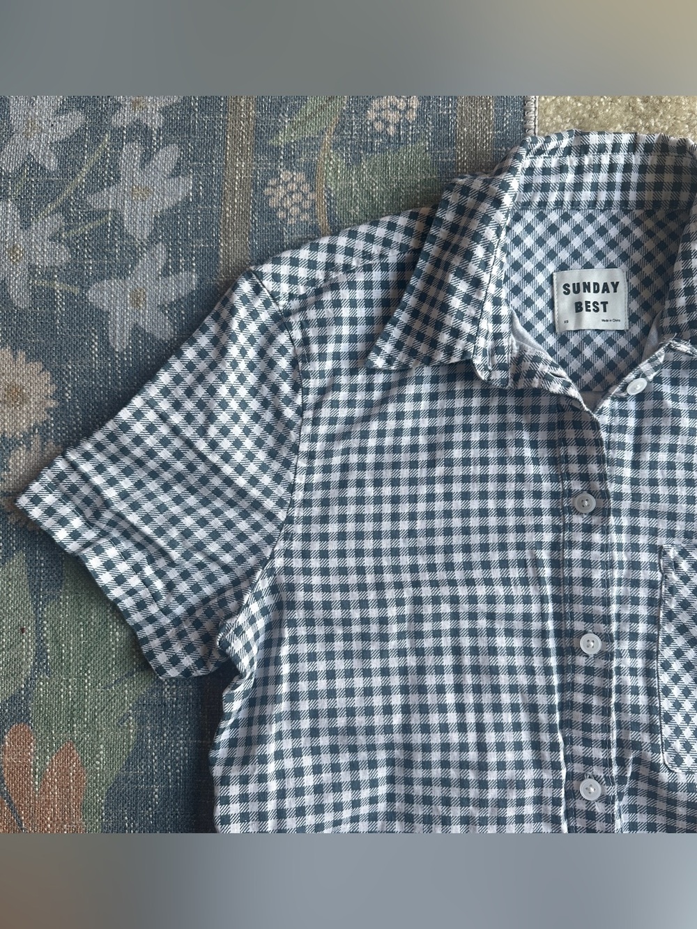 Sunday Best Women’s Blue and White Gingham Short-Sleeve Button-Up